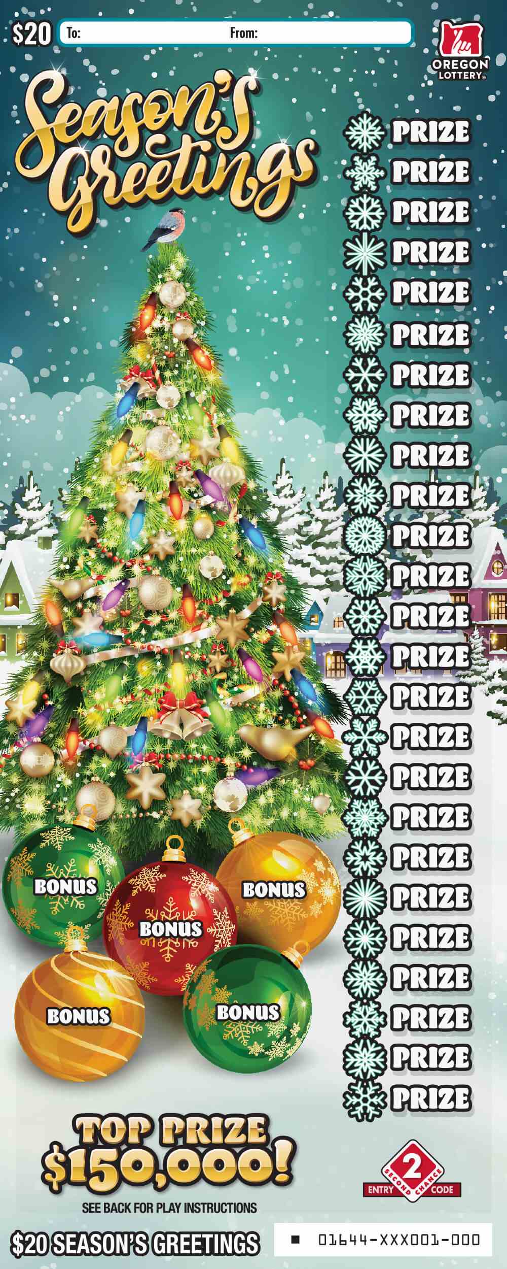 Season's Greetings scratchcard - game number #1644 - front
