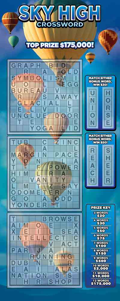 Sky High Crossword scratchcard - game number #1573 - front