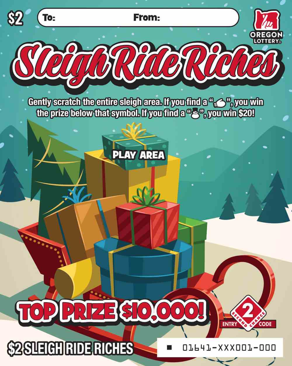 Sleigh Ride Riches scratchcard - game number #1641 - front