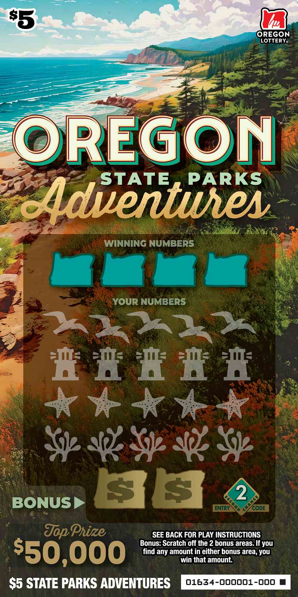 State Parks Adventures scratchcard - game number #1634 - front