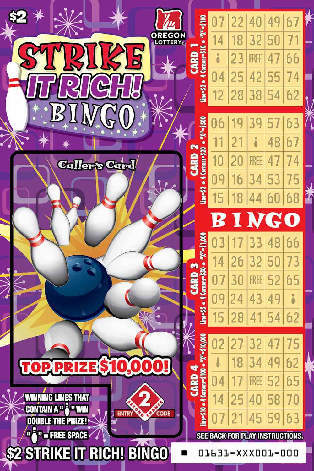 Strike It Rich! Bingo scratchcard - game number #1631 - front