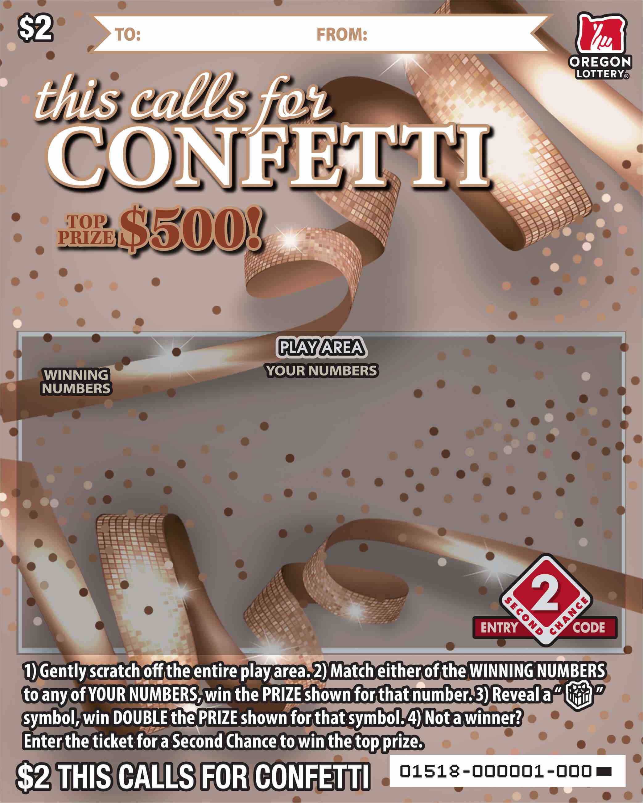 This Calls For Confetti scratchcard - game number #1518 - front