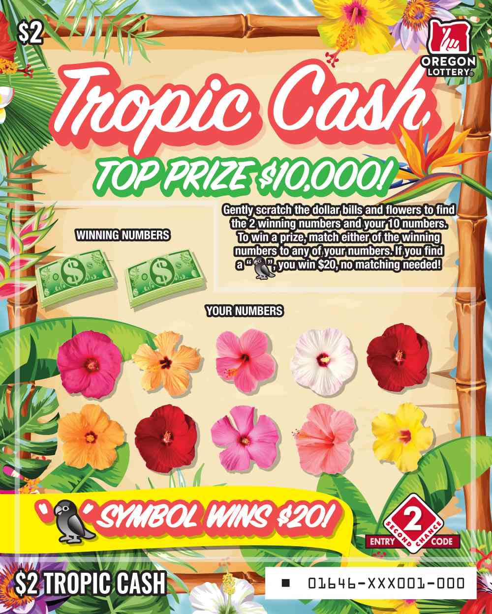 Tropic Cash scratchcard - game number #1646 - front