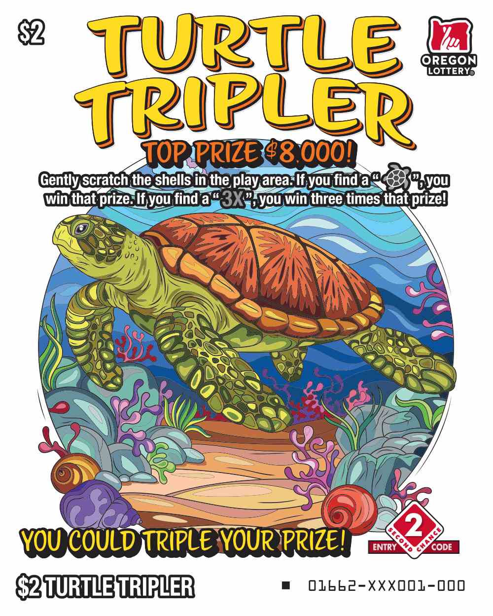 Turtle Tripler scratchcard - game number #1662 - front