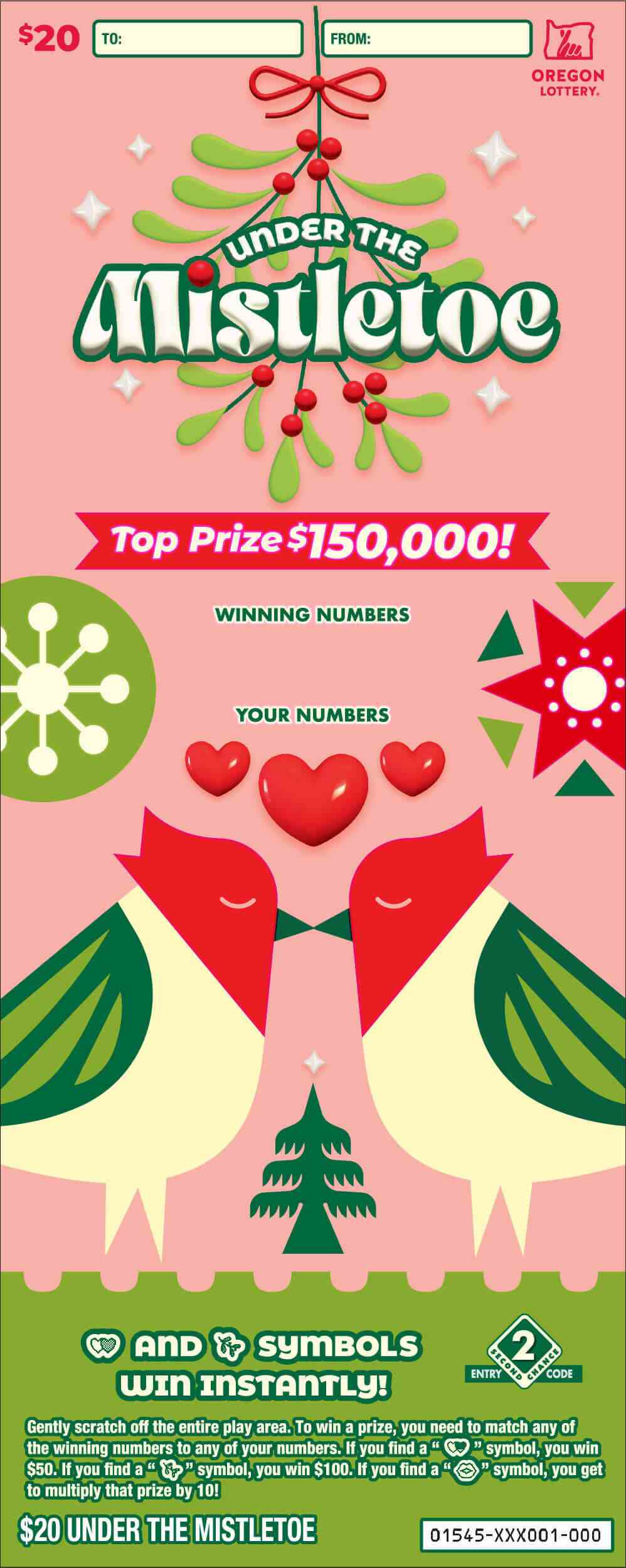 Under the Mistletoe scratchcard - game number #1545 - front