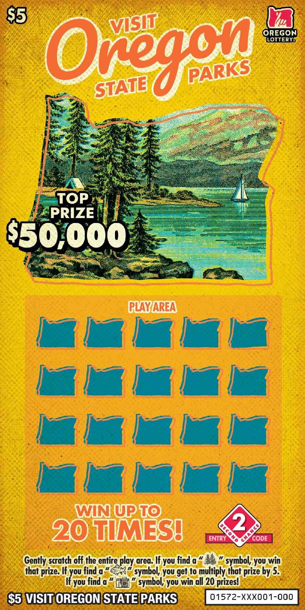 Visit Oregon State Parks scratchcard - game number #1572 - front