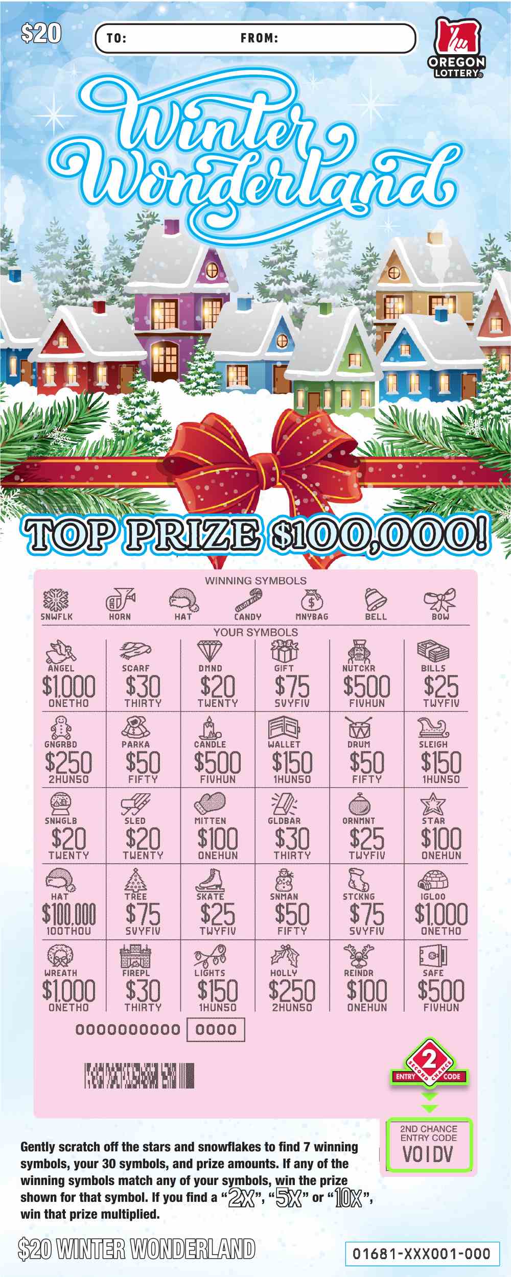 Winter Wonderland scratchcard - game number #1681 - front-scratched