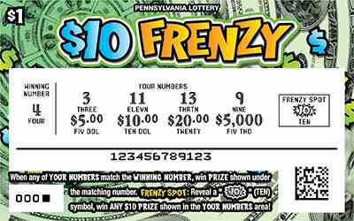 $10 Frenzy scratchcard - game number #3239 - front-scratched