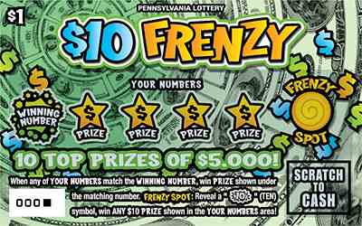 $10 Frenzy scratchcard - game number #3239 - front