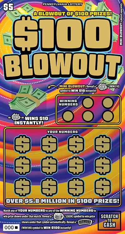 $100 Blowout scratchcard - game number #3350 - front