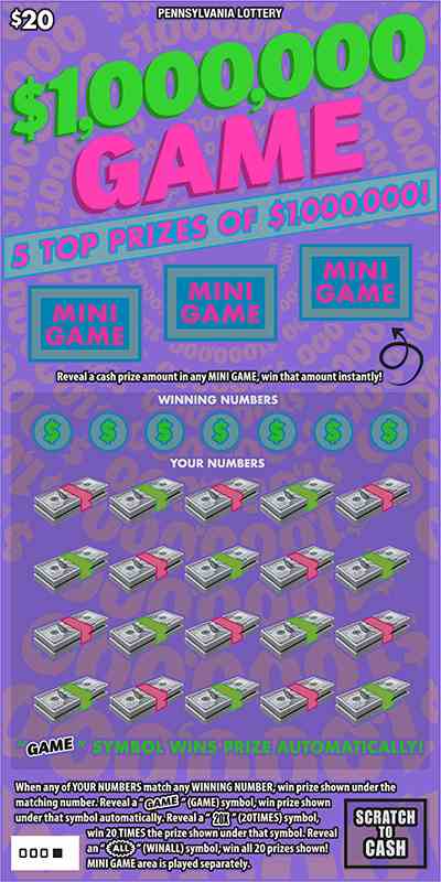 $1,000,000 Game scratchcard - game number #3189 - front