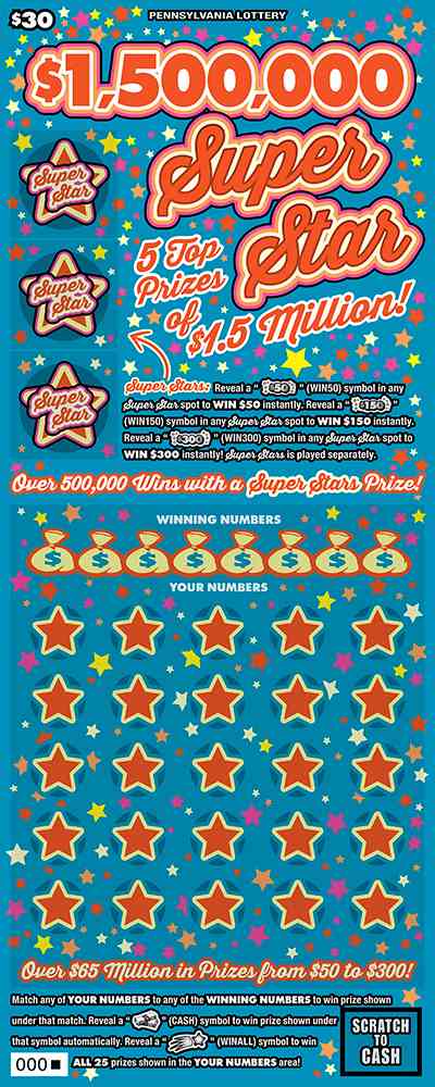 $1,500,000 Super Star scratchcard - game number #3364 - front