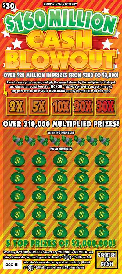 $160 Million Cash Blowout scratchcard - game number #3254 - front