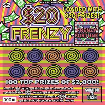 $20 Frenzy scratchcard - game number #3368 - front
