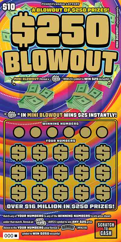 $250 Blowout scratchcard - game number #3349 - front