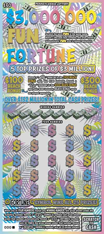 $3,000,000 Fun Fortune scratchcard - game number #3218 - front