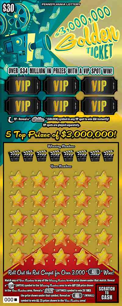 $3,000,000 Golden Ticket scratchcard - game number #3277 - front