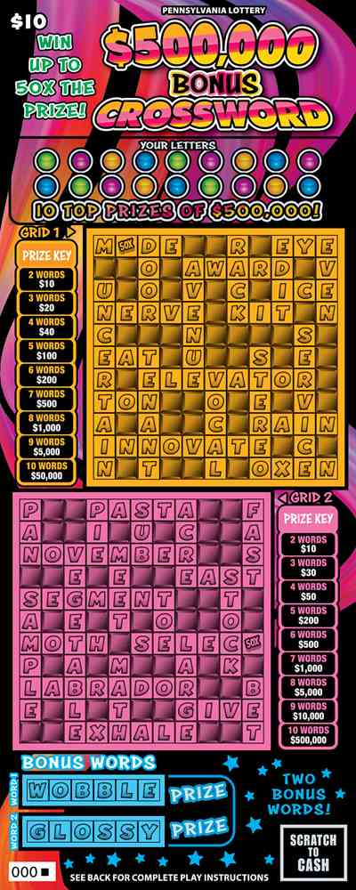 $500,000 Bonus Crossword scratchcard - game number #3273 - front