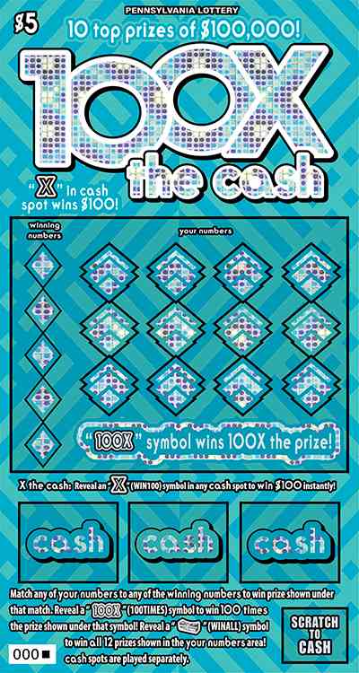 100X The Cash scratchcard - game number #3304 - front