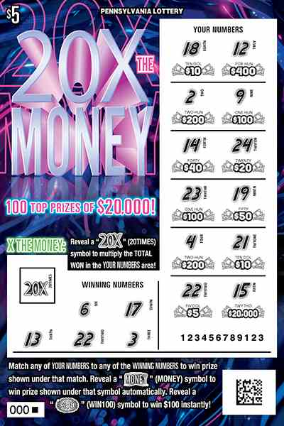 20X the Money scratchcard - game number #3260 - front-scratched