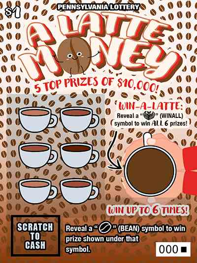 A Latte Money scratchcard - game number #3353 - front