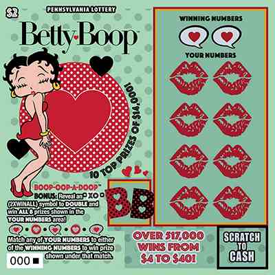 Betty Boop scratchcard - game number #3295 - front