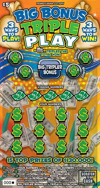 Big Bonus Triple Play scratchcard - game number #3345 - front