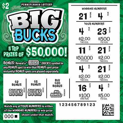 Big Bucks scratchcard - game number #3271 - front-scratched