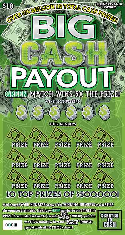 Big Cash Payout scratchcard - game number #3264 - front