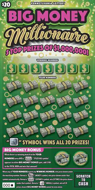 Big Money Millionaire scratchcard - game number #3222 - front