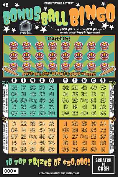 Bonus Ball Bingo scratchcard - game number #3314 - front