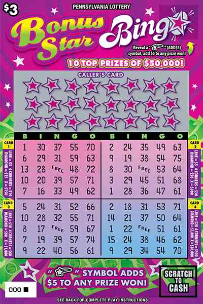 Bonus Star Bingo scratchcard - game number #3243 - front