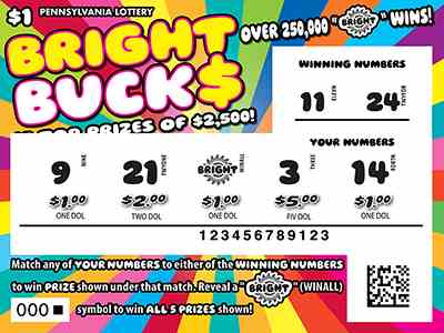 Bright Buck$ scratchcard - game number #3369 - front-scratched