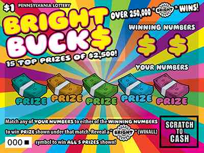 Bright Buck$ scratchcard - game number #3369 - front