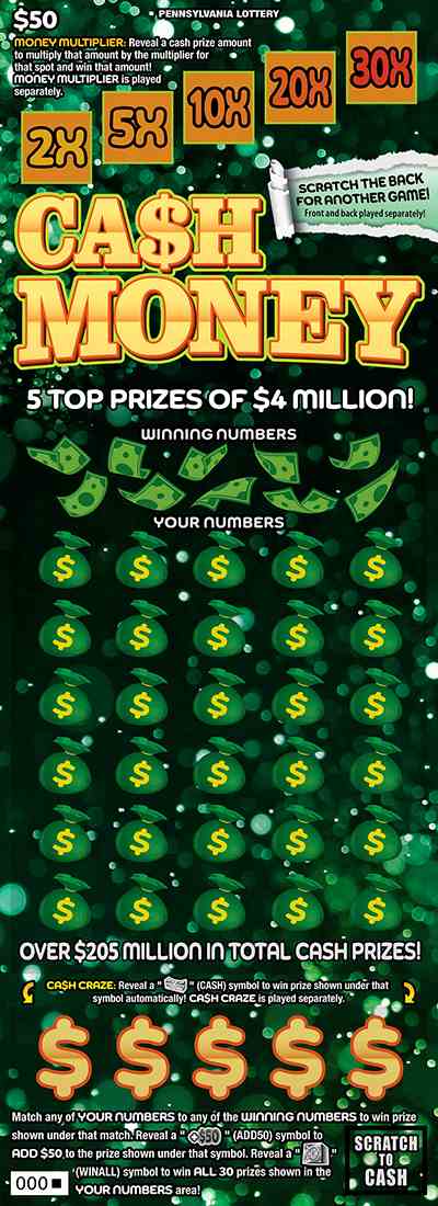 Ca$H Money scratchcard - game number #3370 - front
