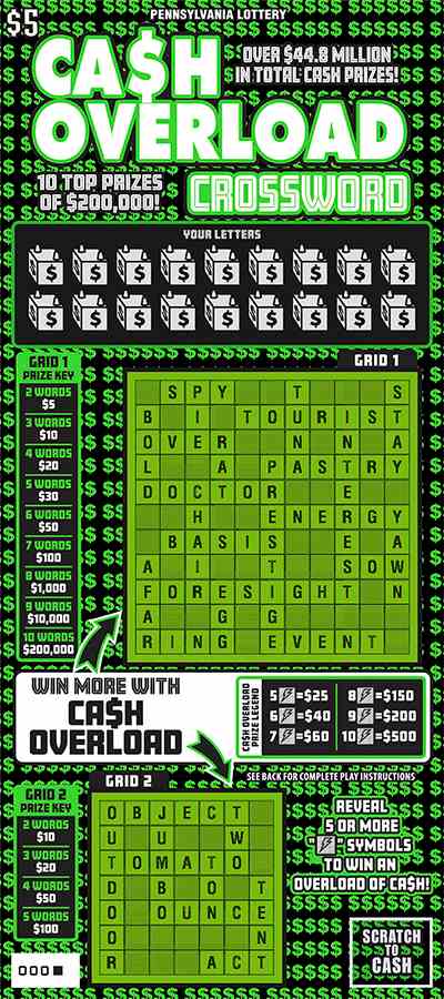 Ca$h Overload Crossword scratchcard - game number #3266 - front