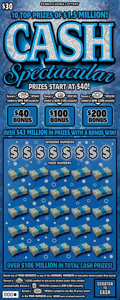 Cash Spectacular scratchcard - game number #3324 - front