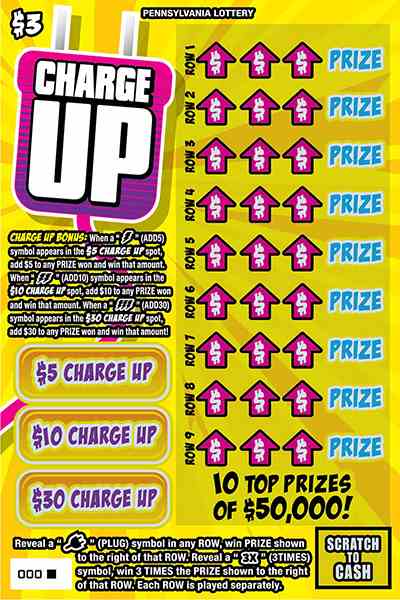 Charge Up scratchcard - game number #3191 - front