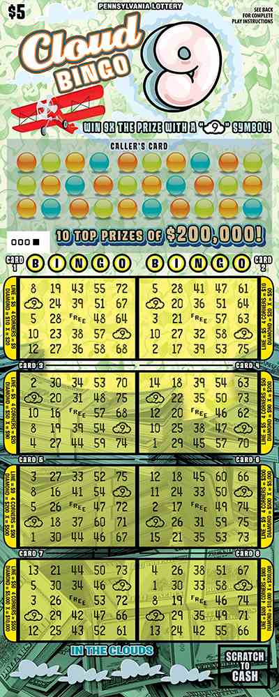 Cloud 9 Bingo  scratchcard - game number #3238 - front