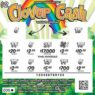 Clover Cash scratchcard - game number #3249 - front-scratched