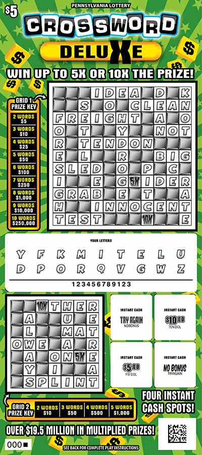 Crossword Deluxe scratchcard - game number #3367 - front-scratched