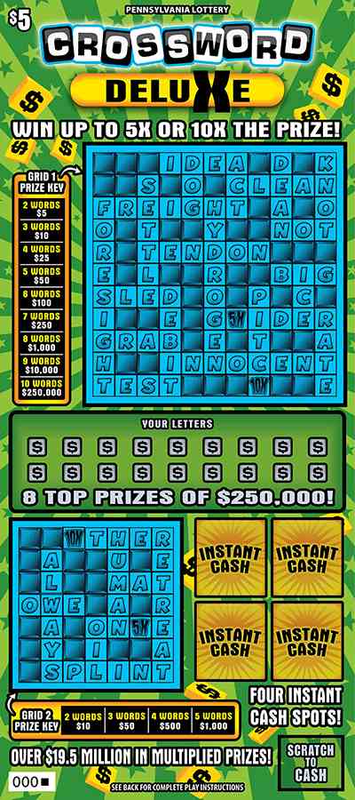 Crossword Deluxe scratchcard - game number #3367 - front