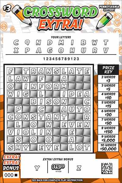 Crossword Extra scratchcard - game number #3327 - front-scratched
