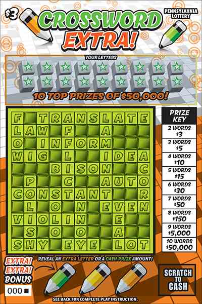Crossword Extra scratchcard - game number #3327 - front