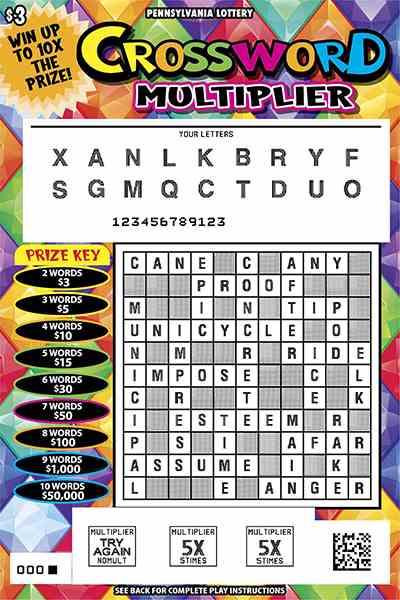 Crossword Multiplier scratchcard - game number #3209 - front-scratched