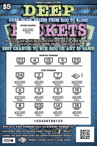 Deep Pockets scratchcard - game number #3252 - front-scratched