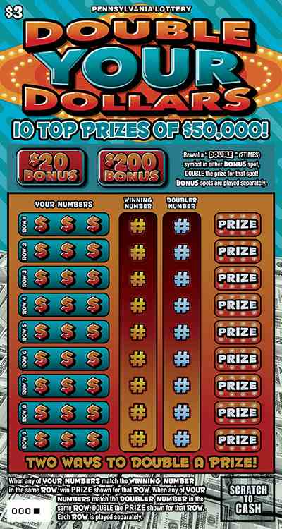 Double Your Dollars scratchcard - game number #3224 - front