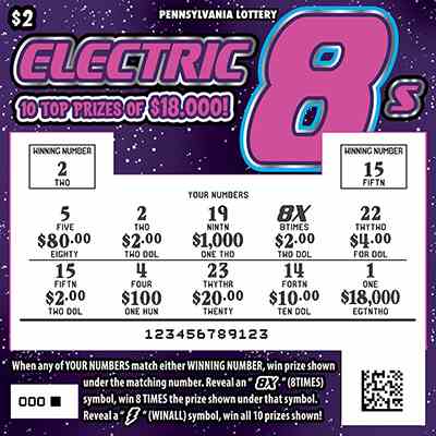 Electric 8s scratchcard - game number #3217 - front-scratched