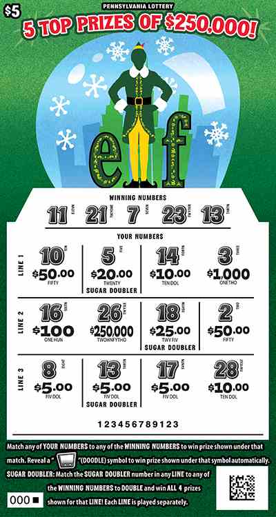 Elf scratchcard - game number #3332 - front-scratched