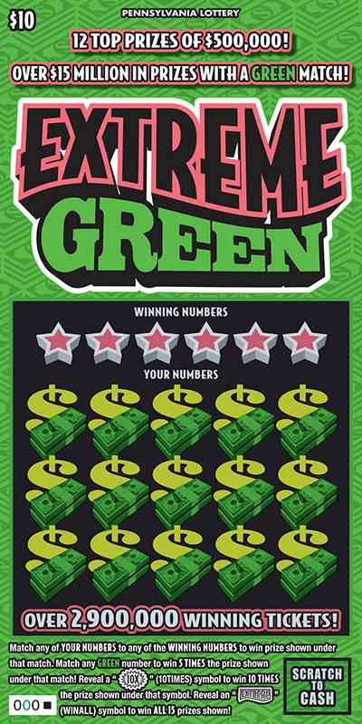 Extreme Green scratchcard - game number #3325 - front